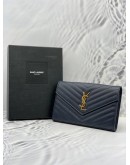 YSL SAINT LAURENT ENVELOPE GRAINED CALF LEATHER WALLET ON CHAIN 