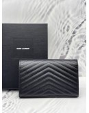 (RAYA SALE) YSL SAINT LAURENT ENVELOPE GRAINED CALFSKIN LEATHER WALLET ON CHAIN -FULL SET-