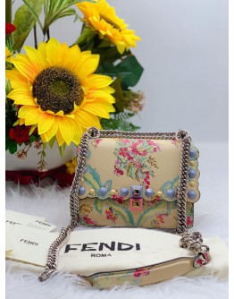 Fendi Studded Floral Print Chain Shoulder Bag