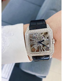 Cartier Santos Dumont Skeleton Diamond White Gold Watch